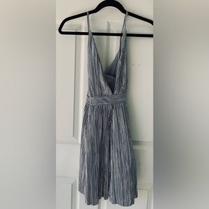 Gorgeous silver party mini dress, cross back, flared cut. Like new (worn once).